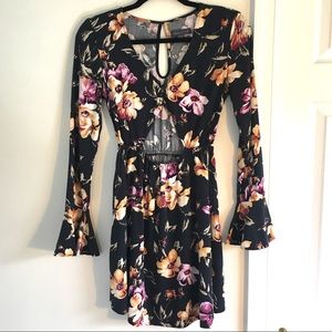 Kendall + Kylie | Long-sleeved Floral Cutout Dress
